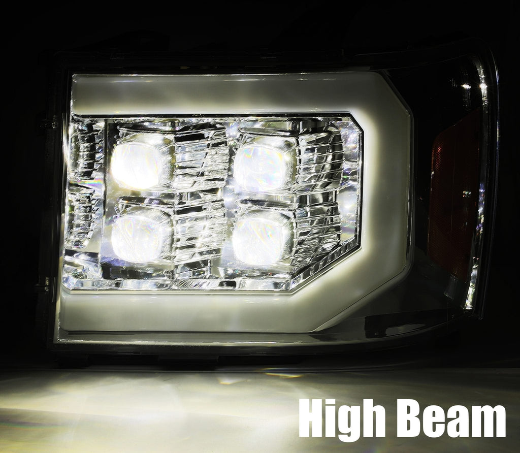 AlphaRex 880607 LED Projector Headlights Plank Style Design Matte Black for Select GMC Sierra