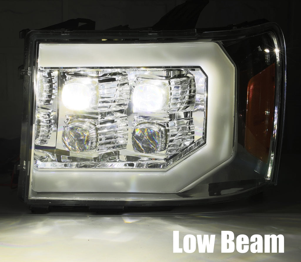 AlphaRex 880607 LED Projector Headlights Plank Style Design Matte Black for Select GMC Sierra