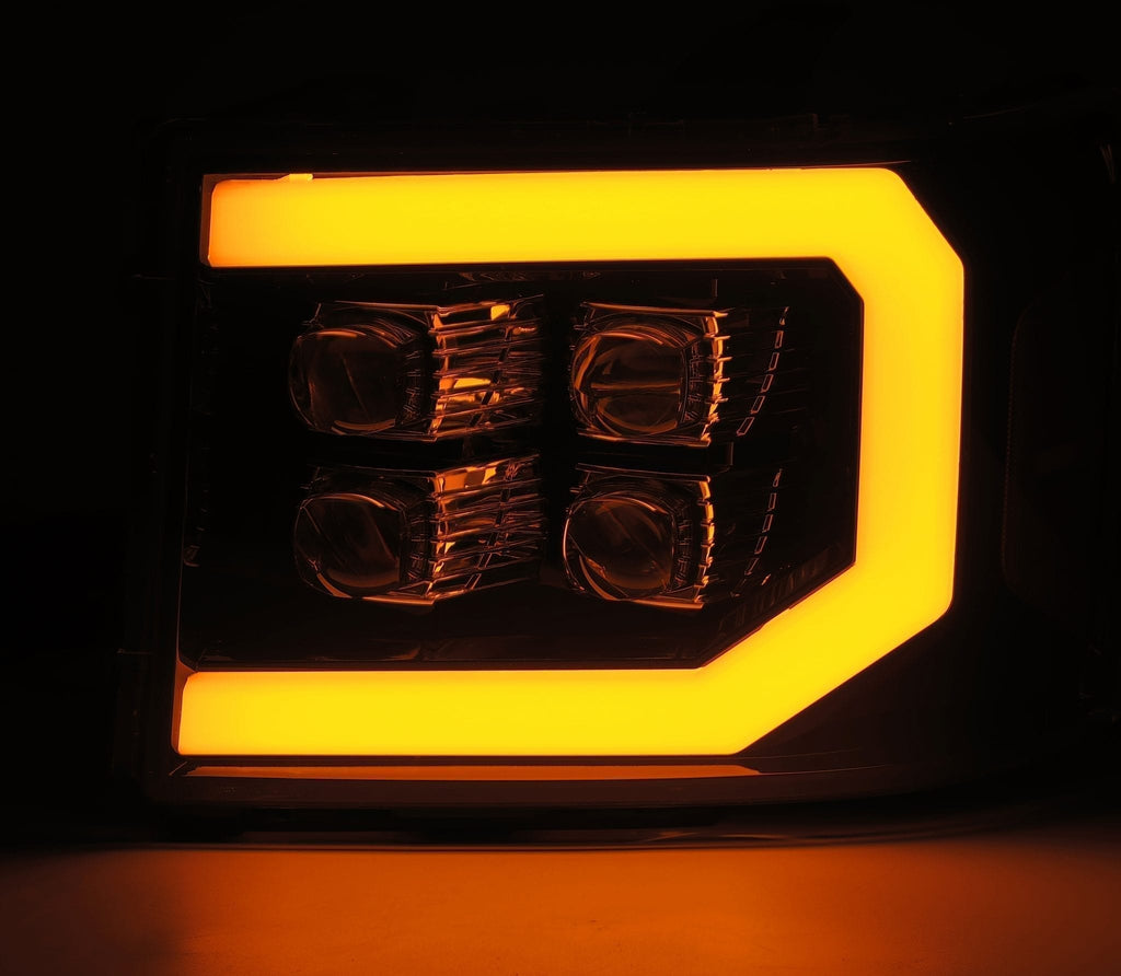 AlphaRex 880608 LED Projector Headlights Plank Style Design Chrome for Select GMC Sierra