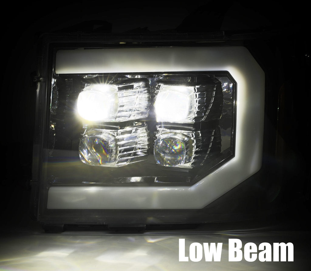 AlphaRex 880608 LED Projector Headlights Plank Style Design Chrome for Select GMC Sierra