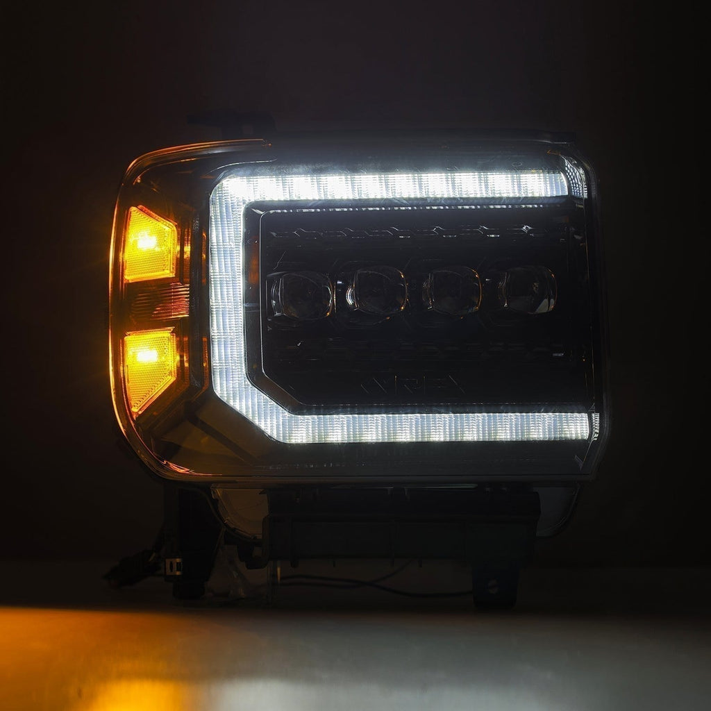 AlphaRex 880616 LED Projector Headlights in Alpha-Black for Select GMC Sierra, GMC Sierra HD, GMC Sierra HD