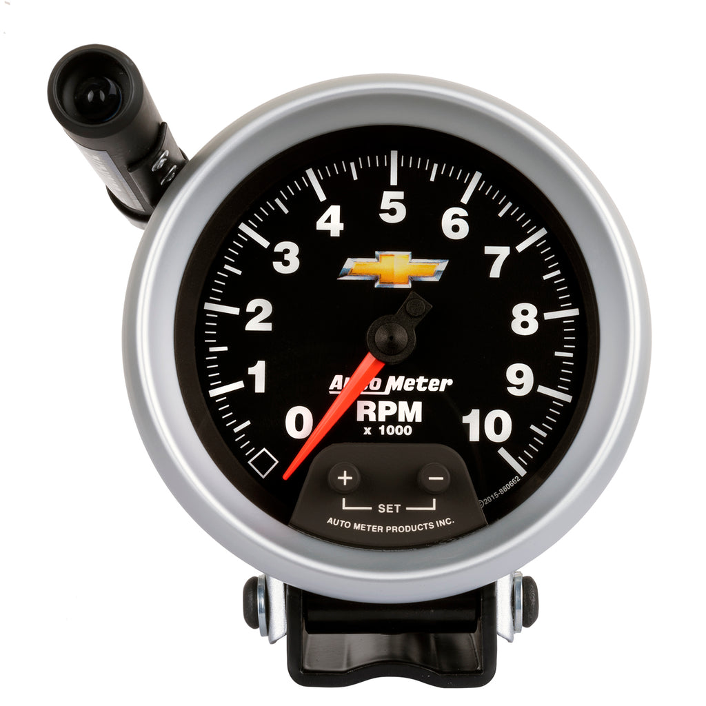 AutoMeter 880662 GAGE, TACH, 3 3/4", 10K RPM, PED W/ EXT. QUICK-LITE, CHEVY GOLD BOWTIE
