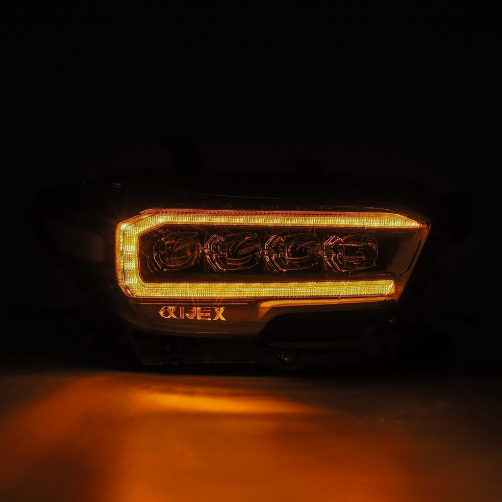 AlphaRex 880705 LED Projector Headlights Plank Style Design Midnight Black for Select Toyota Tacoma