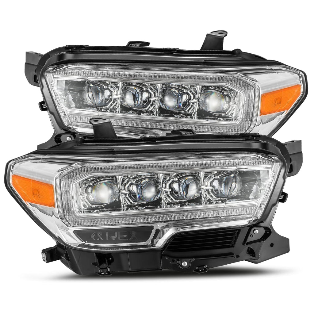 AlphaRex 880706 LED Projector Headlights Plank Style Design Chrome for Select Toyota Tacoma