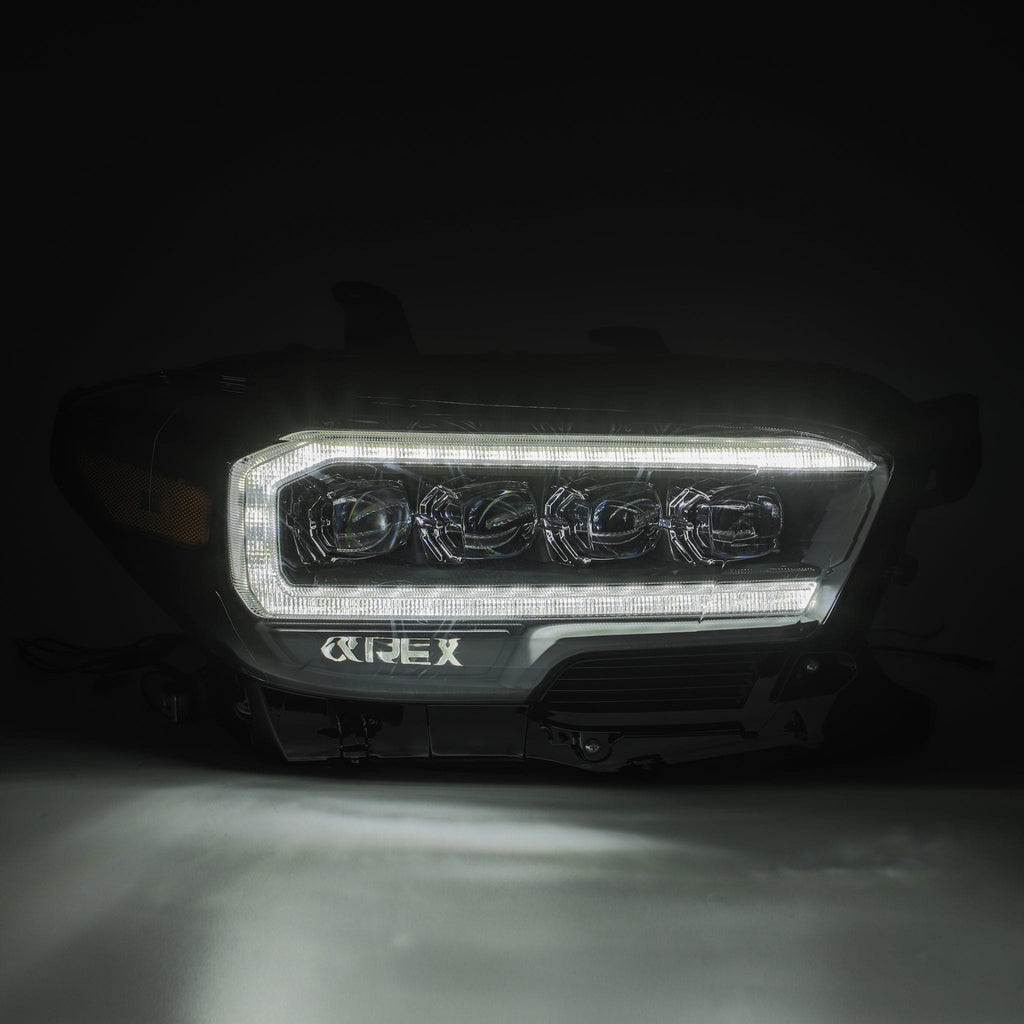 AlphaRex 880707 LED Projector Headlights Plank Style Design Black for Select Toyota Tacoma