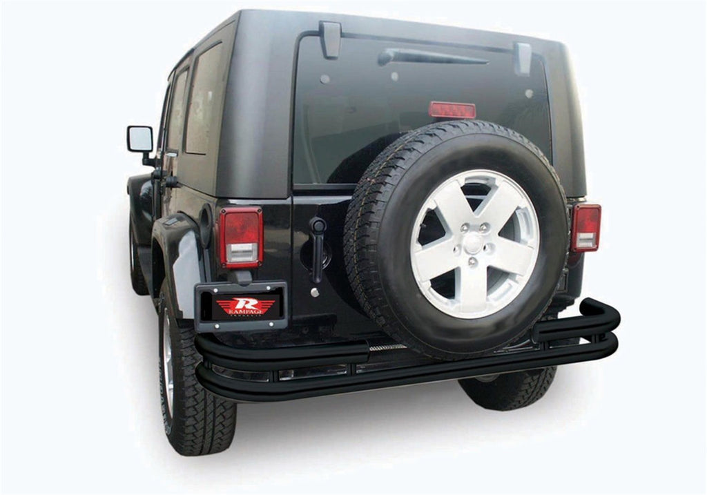 Rampage 88648 Rear Double Tube Bumper for Select Jeep Wrangler, Jeep Wrangler JK