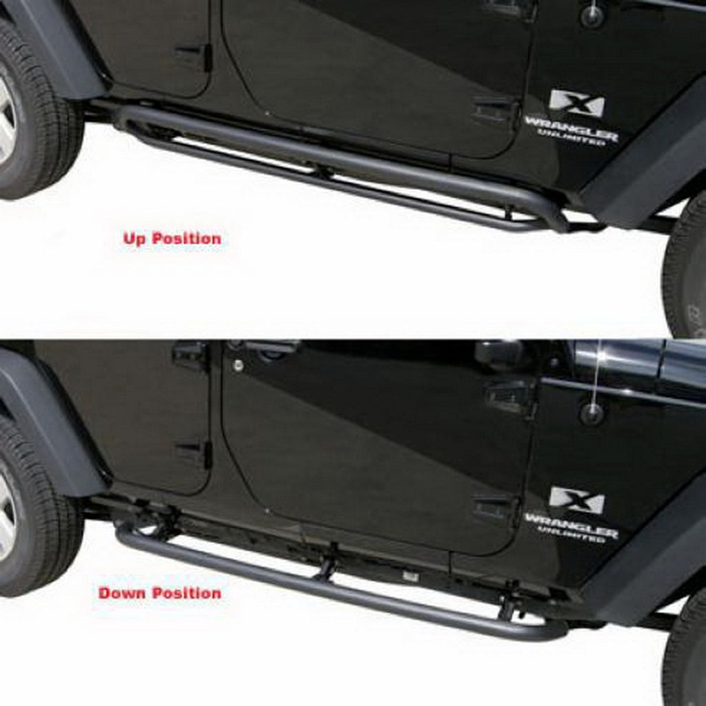 Rampage 88732 Side Bar Retractable RockerGuard Step for Select Jeep Wrangler, Jeep Wrangler JK