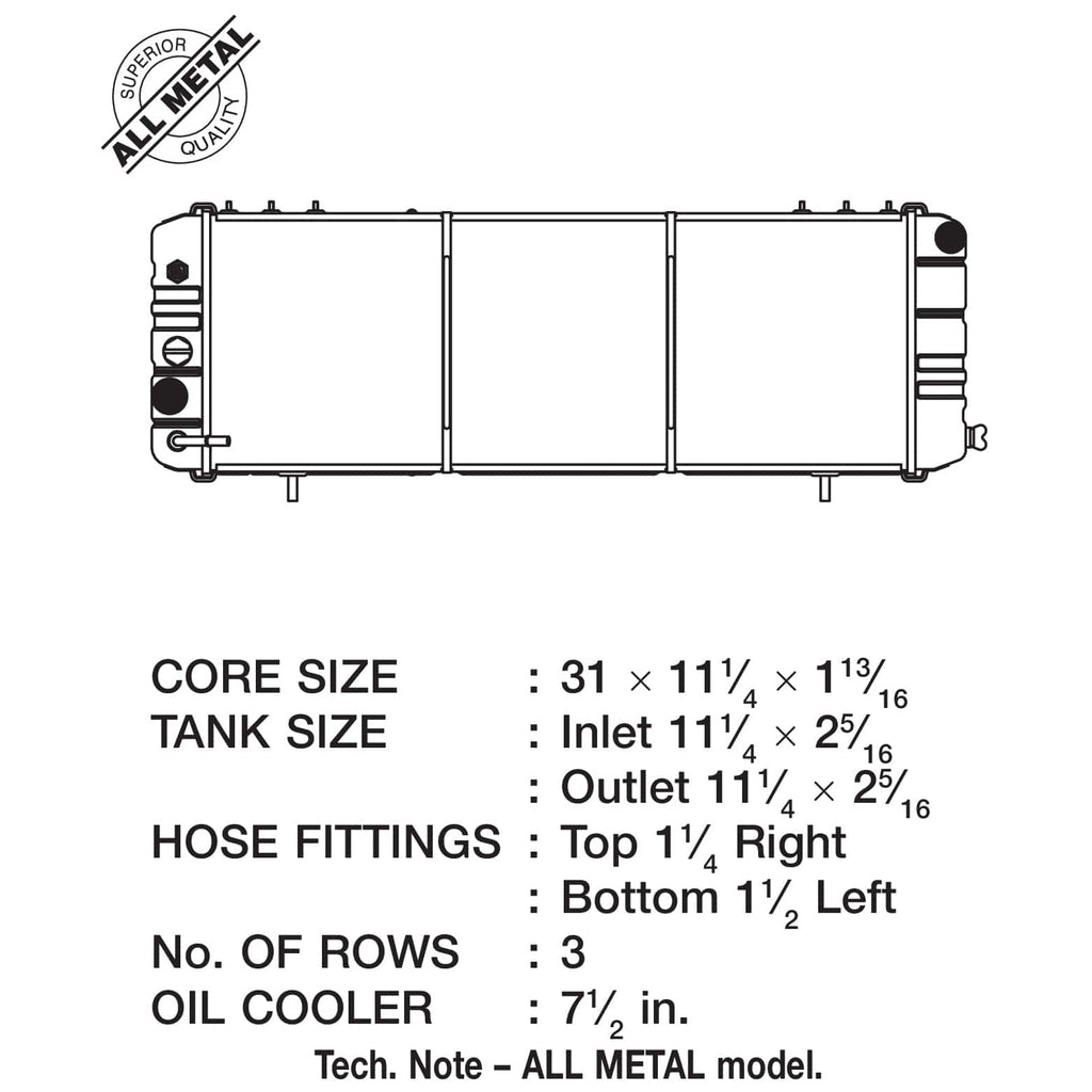 8890-Cherokee-(Xj)-4.0L-WO-Filler-Neck-(3-Row-Copper-Core)-Radiator