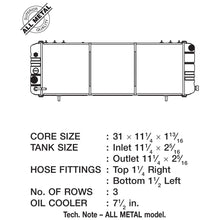 Load image into Gallery viewer, 8890-Cherokee-(Xj)-4.0L-WO-Filler-Neck-(3-Row-Copper-Core)-Radiator