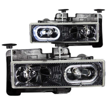 Load image into Gallery viewer, 8898-Gm-Fs9294-BlazerJimmy9299-SuburbanYukon-Crystal-Carbon-WHalo-Headlight-DrivPass