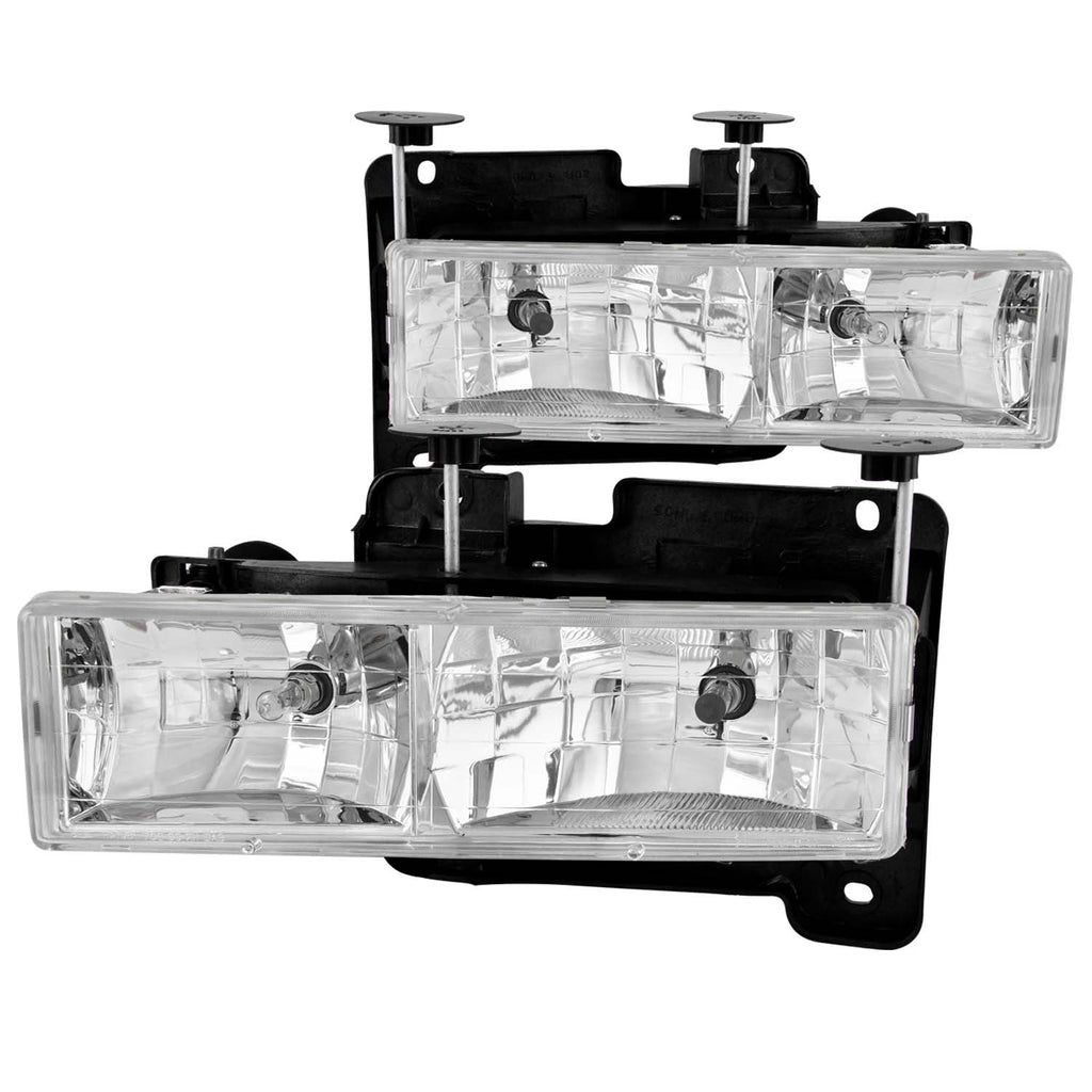 8898-Gm-Fs9294-BlazerJimmy9299-SuburbanYukon-Crystal-Chrome-WBulbs-Headlight-DrivPass