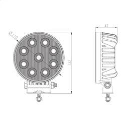 BrightSource 891362F Work Light; 4 in.; Round; Flush Lens; Flood Pattern; W/o Harness; 3800 Lm; 36W; - Truck Part Superstore