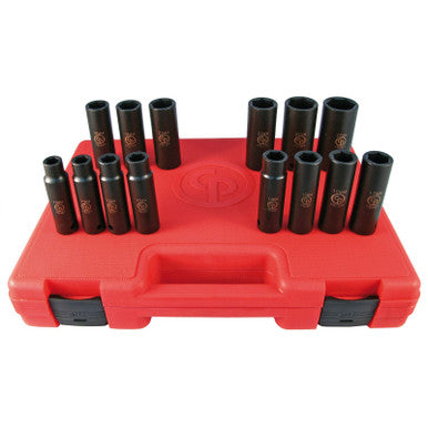 Chicago Pneumatic SS4114D 1/2" DR, Deep Metric Impact Socket Set (14 PCS) - 6 Pt