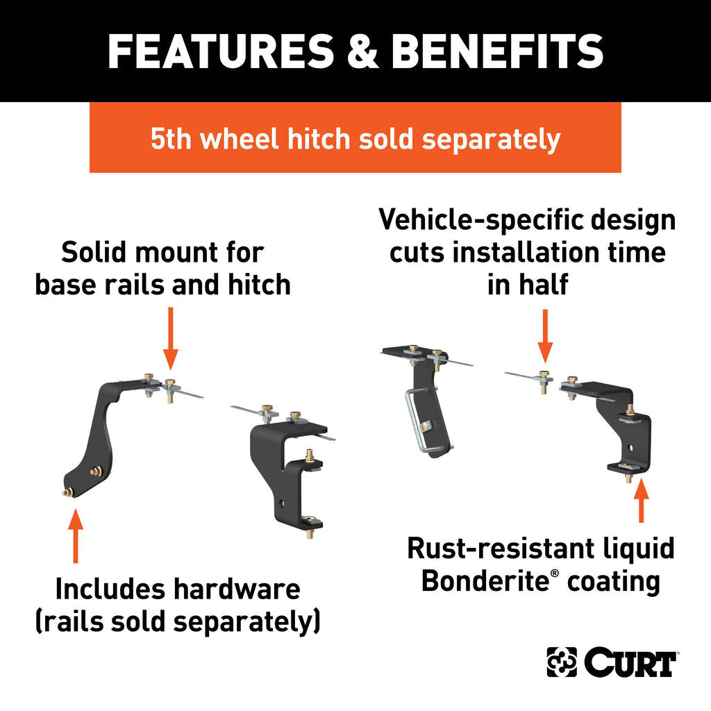 CURT 16422 Custom 5th Wheel Brackets; Select Dodge Ram 1500 (Except Crew Cab) - Truck Part Superstore