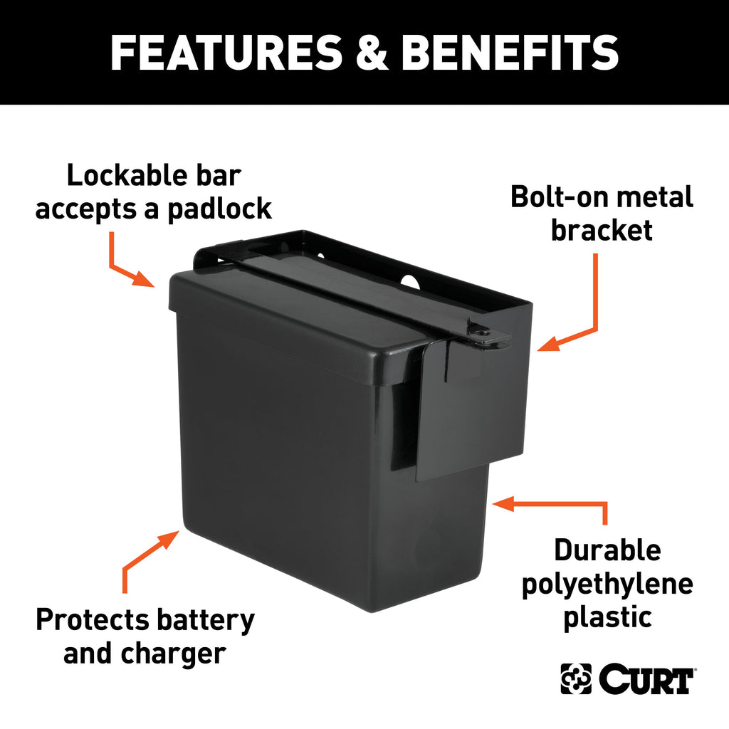 CURT 52090 5-7/8in. x 5-3/8in. x 3-1/2in. Breakaway Battery Case with Lockable Bar - Truck Part Superstore