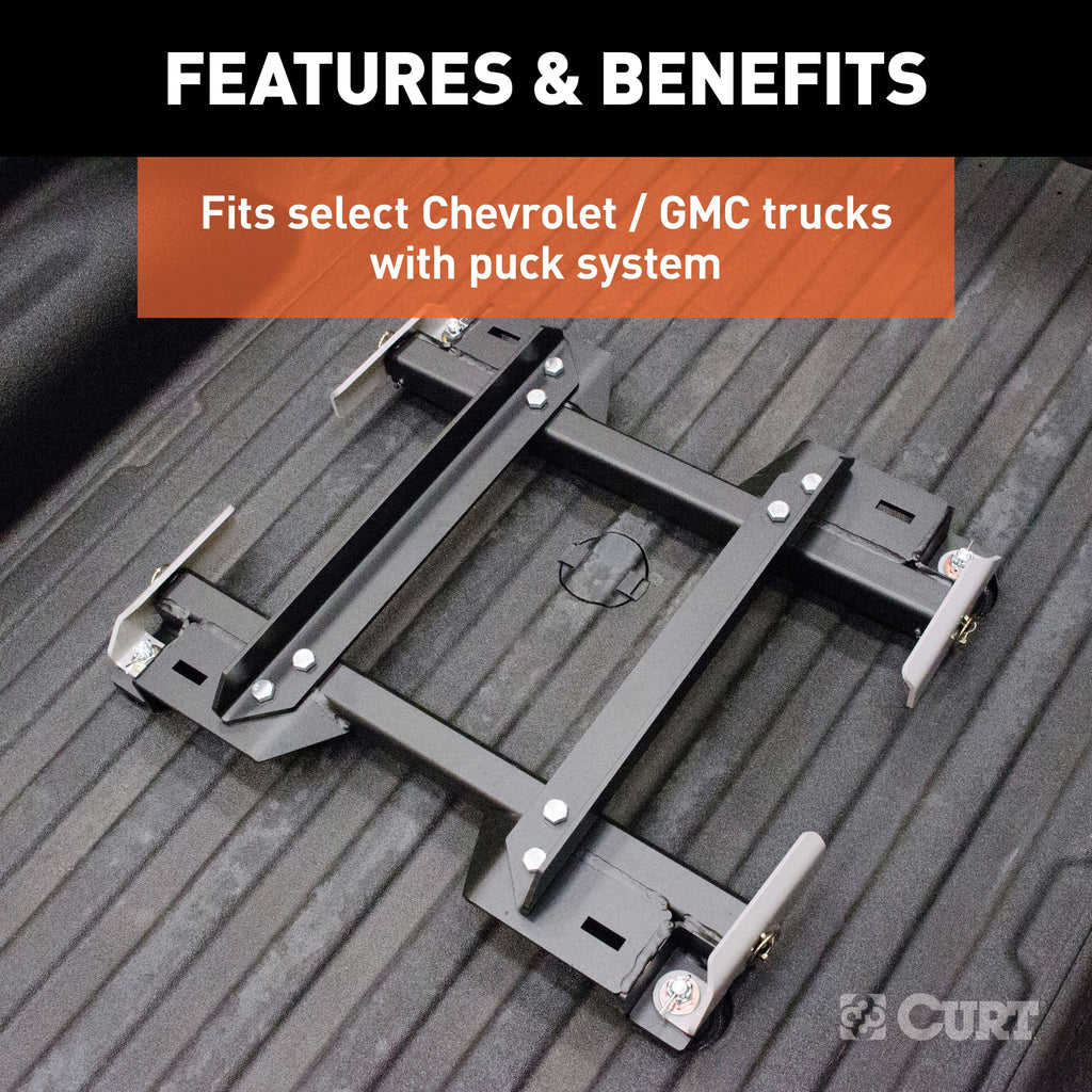 CURT 16669 A20 Sliding 5th Wheel Hitch; 20K; Select Silverado; Sierra; 6.5ft. Bed Puck Syst - Truck Part Superstore