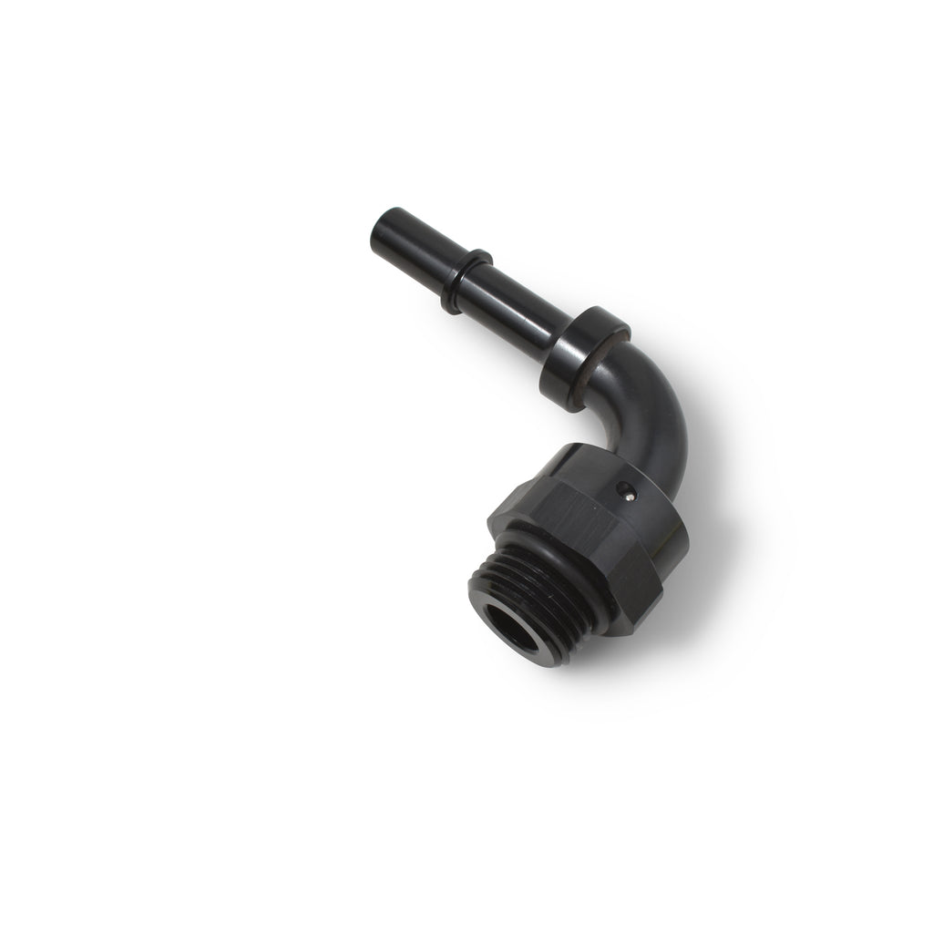Performance-Adpt-Fitting-38In-Sae-Qck-Dis-Male-To-8-Sae-Port-Male-Swvl-End-90-Deg-Blk-Anod
