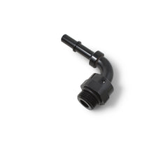 Load image into Gallery viewer, Performance-Adpt-Fitting-38In-Sae-Qck-Dis-Male-To-8-Sae-Port-Male-Swvl-End-90-Deg-Blk-Anod