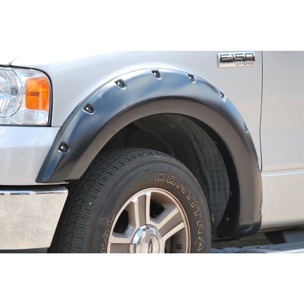 ~(9-Lbs.-51X27x9)~-Rx-Rivet-Style-2Pc-Standard-Fender-Flare-Elite-Series-2004-2008-Ford-F-150-Includes-Stepside-For-Sx-Style-Only-Color-Black