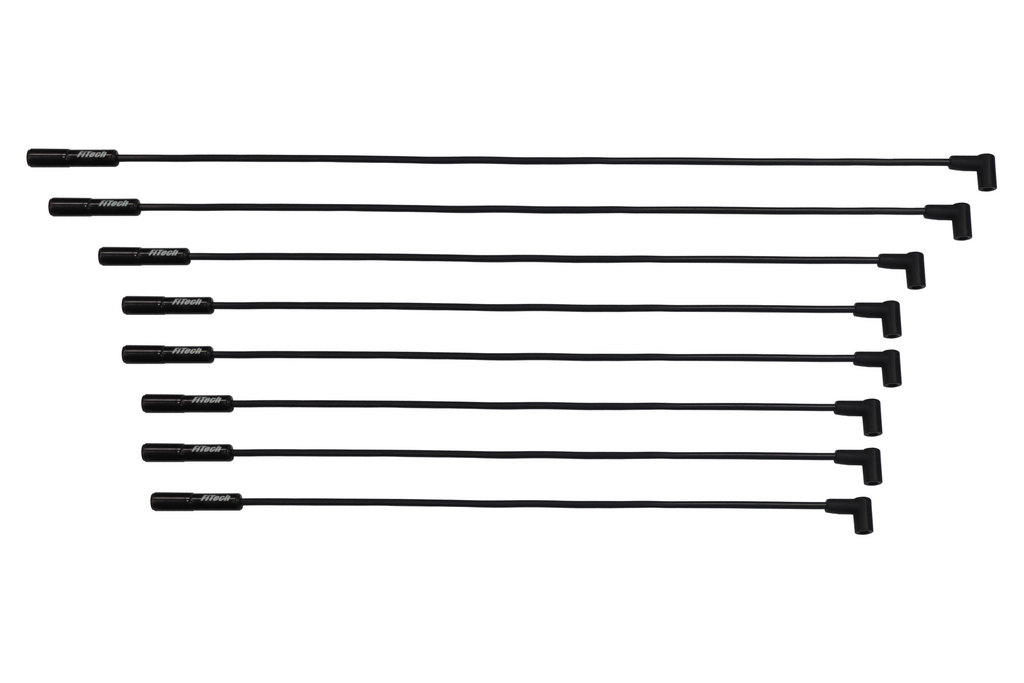 FiTech Fuel Injection 90016 Go Spark Ceramic Spark Plug Wire Kit, 8mm Premade, SBC (OVC) HEI Dist End 90/Str