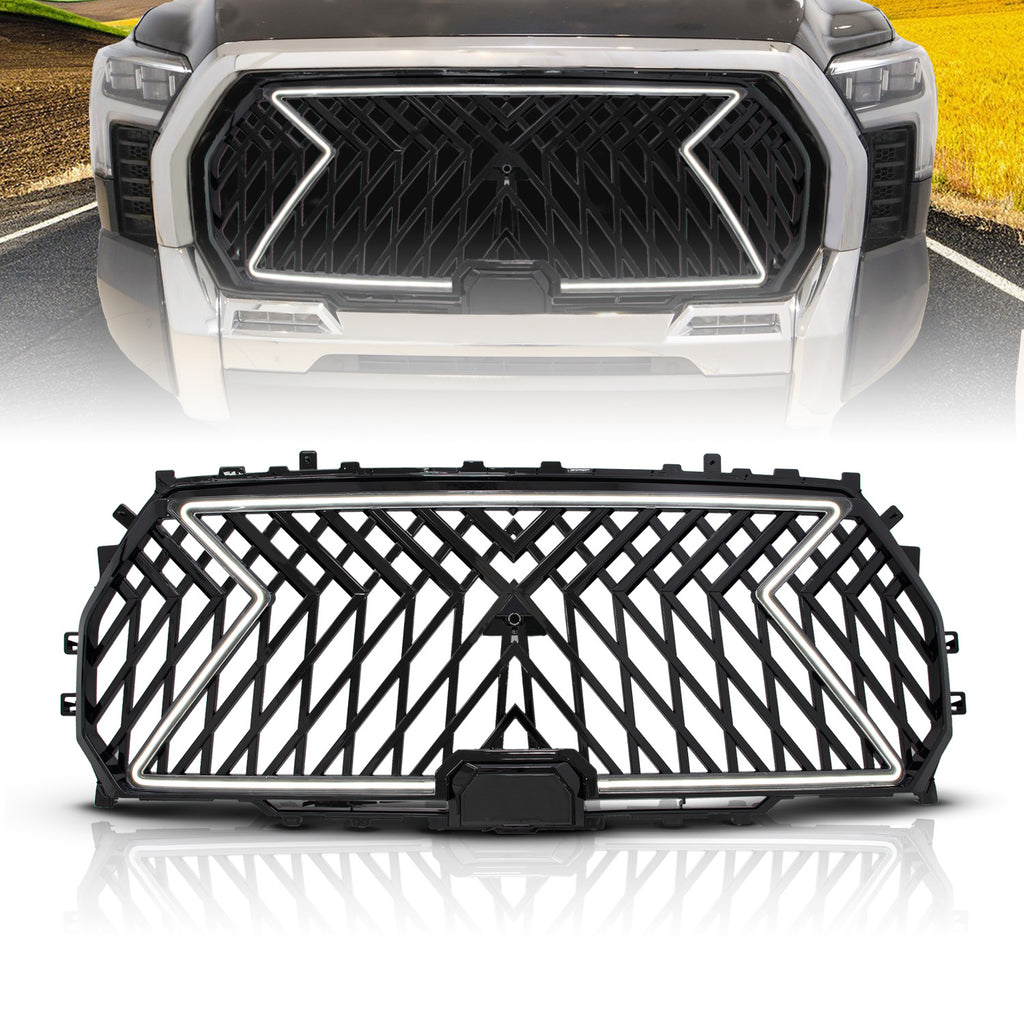 ANZO USA 901030 Black Housing Full LED Front Grille with Initiation and Running Light/DRL for Select Toyota Tundra
