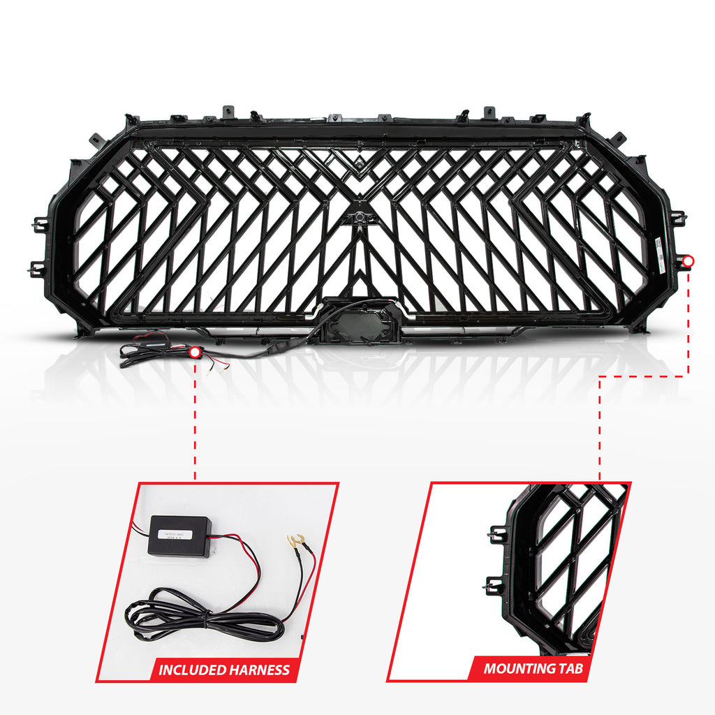 ANZO USA 901030 Black Housing Full LED Front Grille with Initiation and Running Light/DRL for Select Toyota Tundra