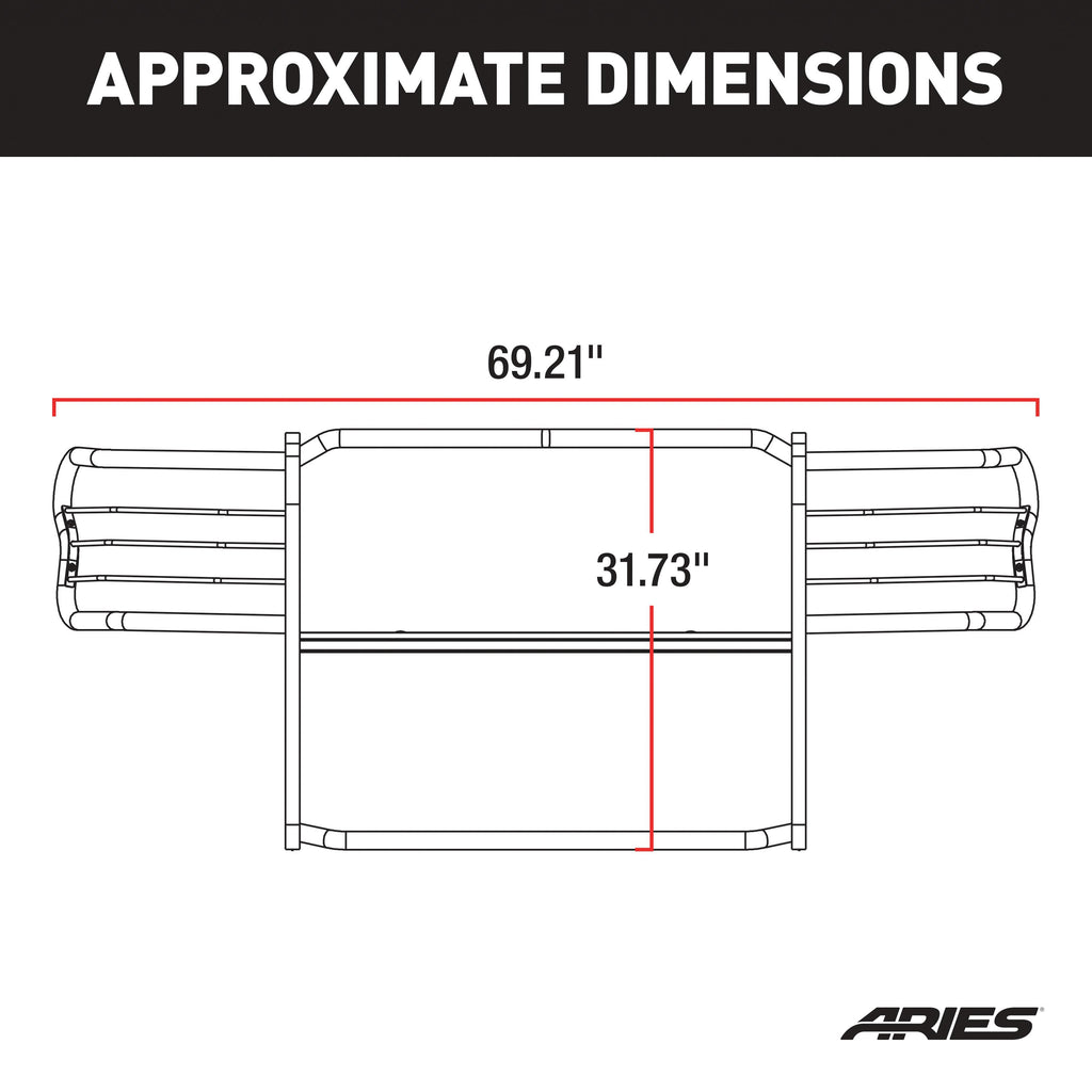 ARIES 9047 Black Steel Grille Guard, Select Nissan Frontier, Pathfinder for Select Nissan Frontier