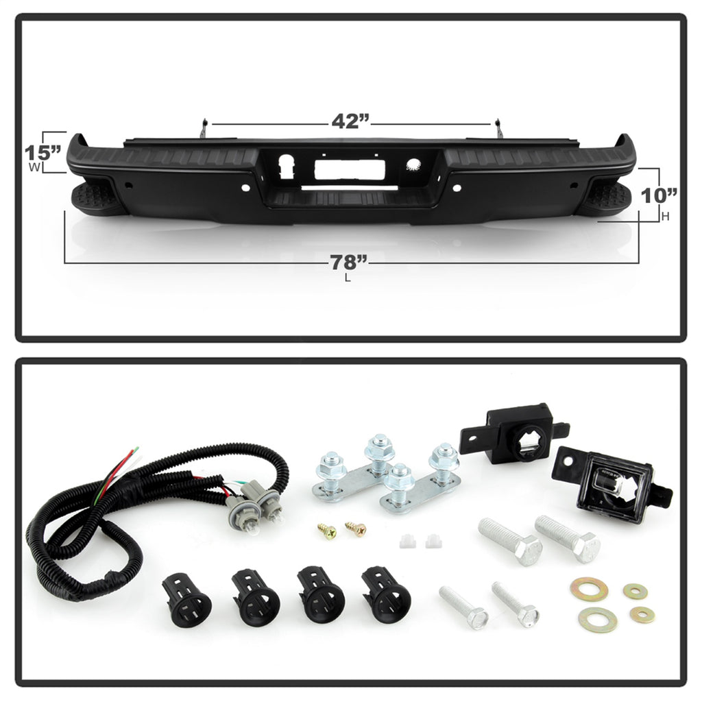 Spyder Auto 9048883 Rear Steel Bumper for Select Chevrolet Silverado 1500, GMC Sierra