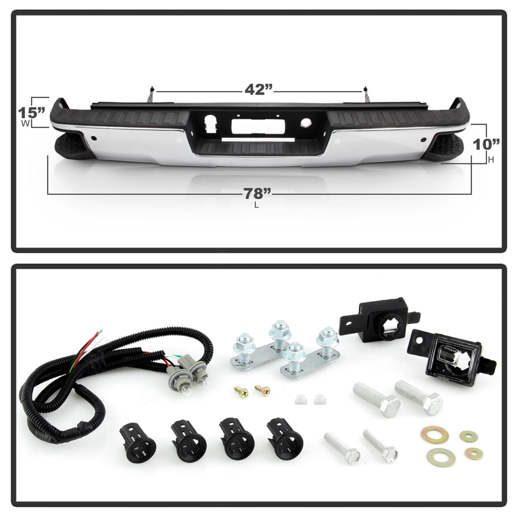 Spyder Auto 9048890 Rear Steel Bumper for Select Chevrolet Silverado 1500, GMC Sierra