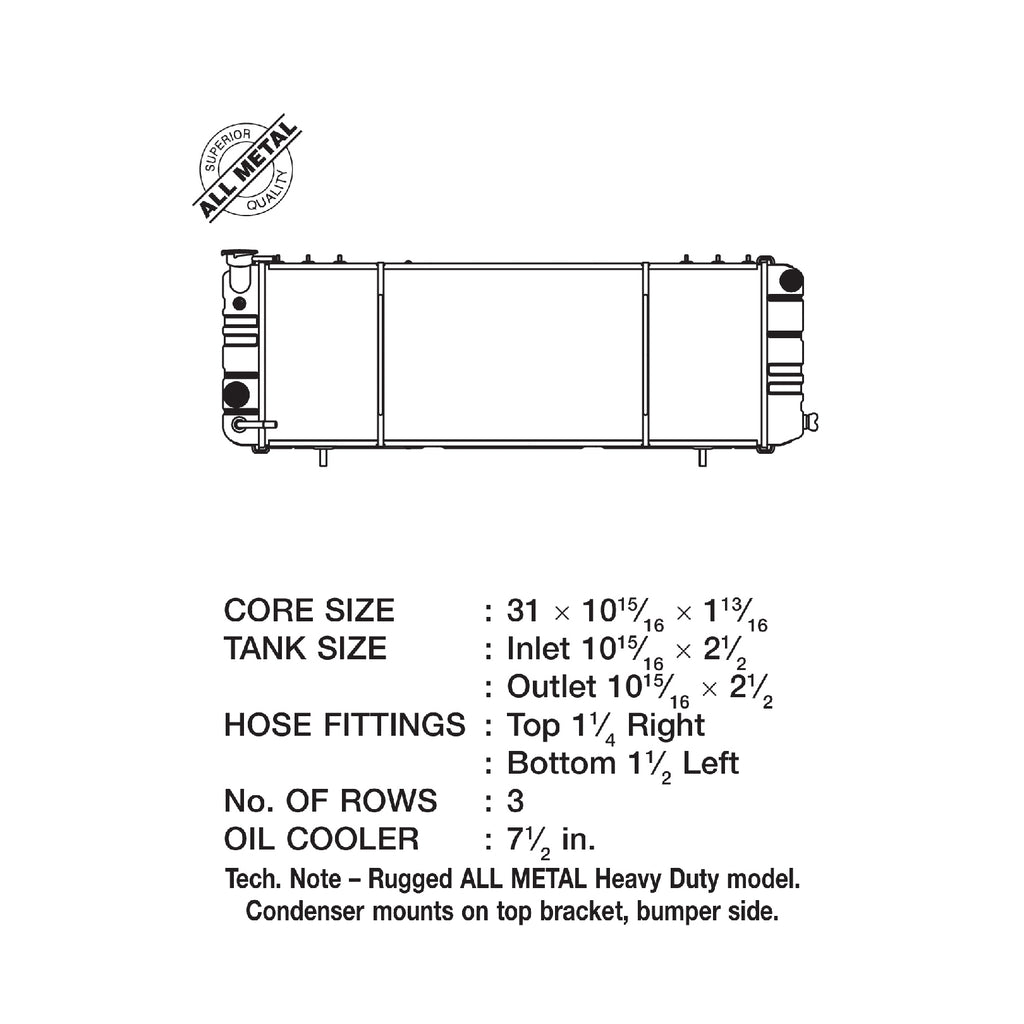 91-01-Cherokee-(Xj)-2.5--4.0L-Lhd-W-Filler-Neck-(3-Row-Copper-Core)-Radiator