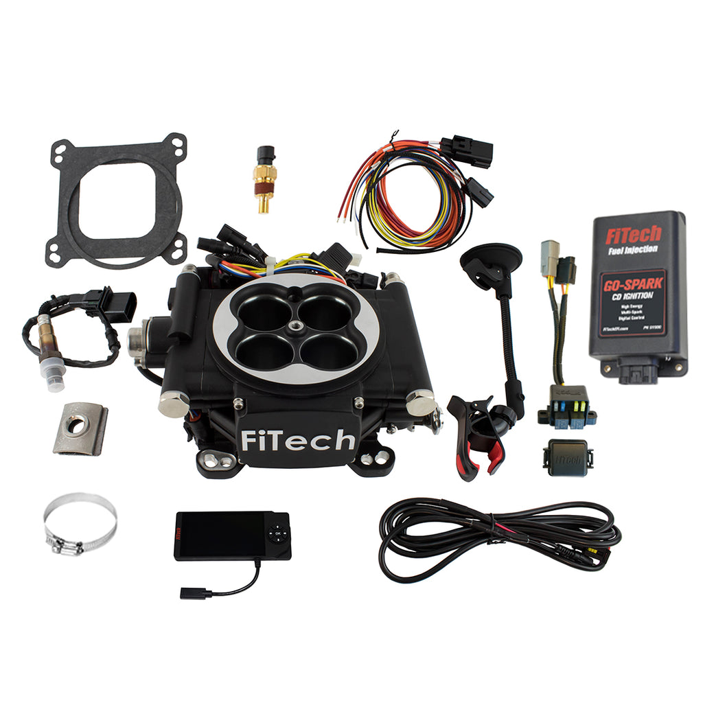 FiTech Fuel Injection 93002 Go EFI 4 600 HP Matte Black EFI System With Go Spark CDI Box