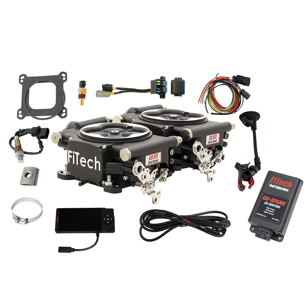 FiTech Fuel Injection 93062 Go EFI 2x4 625 HP Matte Black EFI System With Go Spark CDI Box