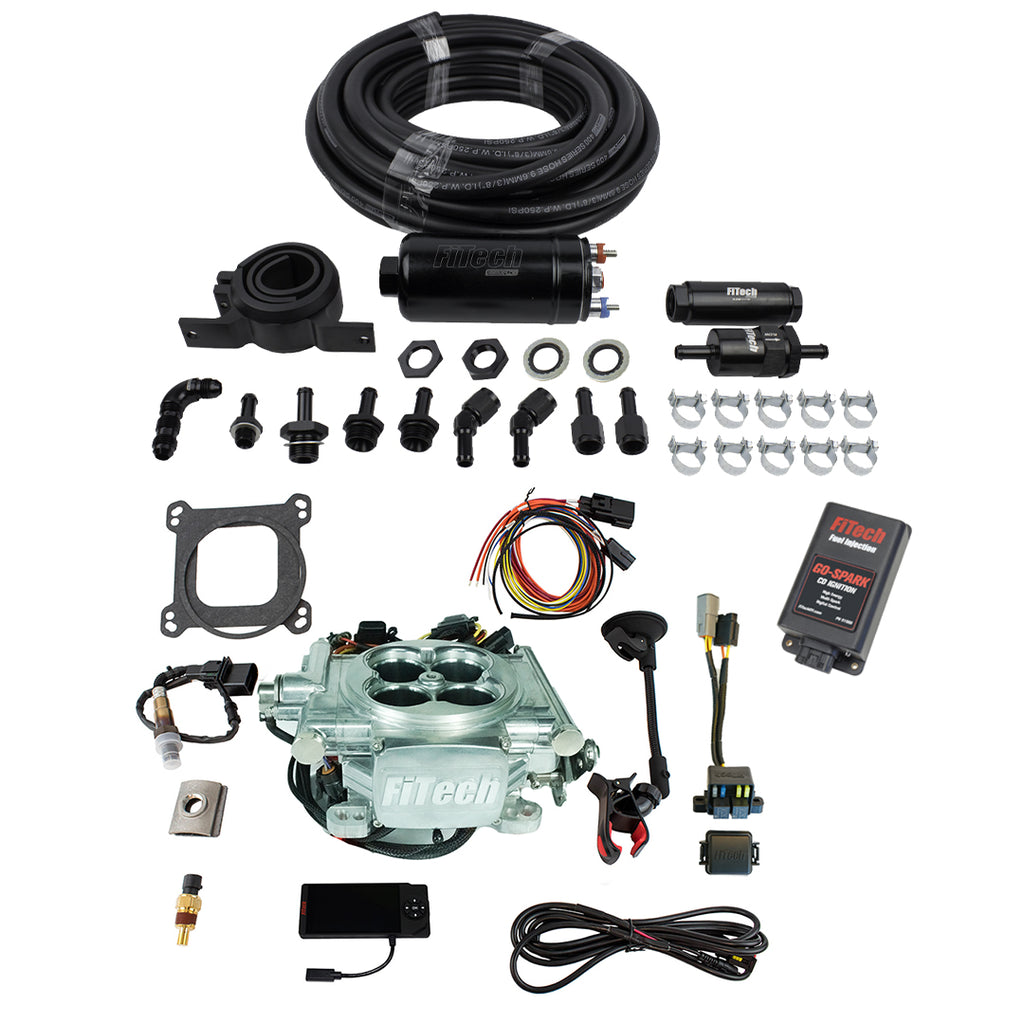 FiTech Fuel Injection 93106 Go EFI 4 600 HP Power Adder Bright Aluminum EFI System