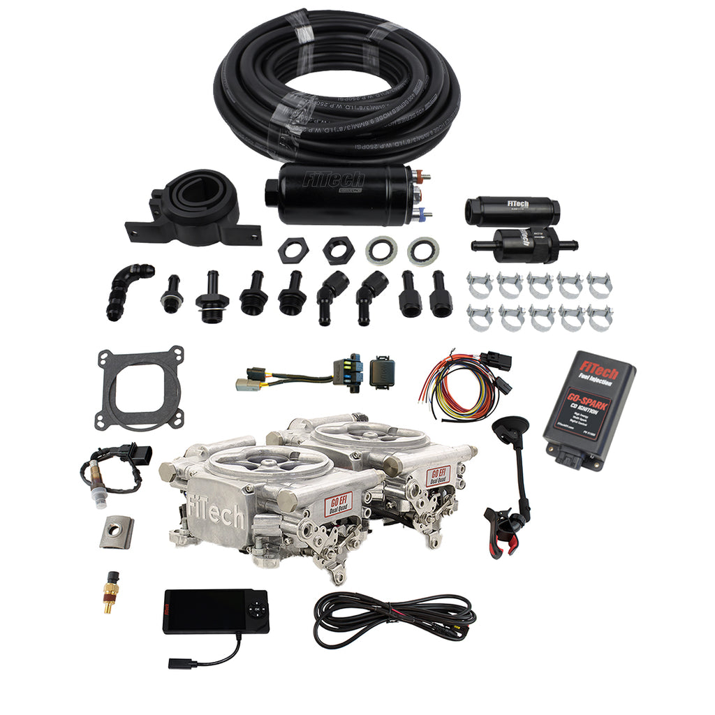 FiTech Fuel Injection 93161 Go EFI 2x4 625 HP Bright Aluminum EFI System