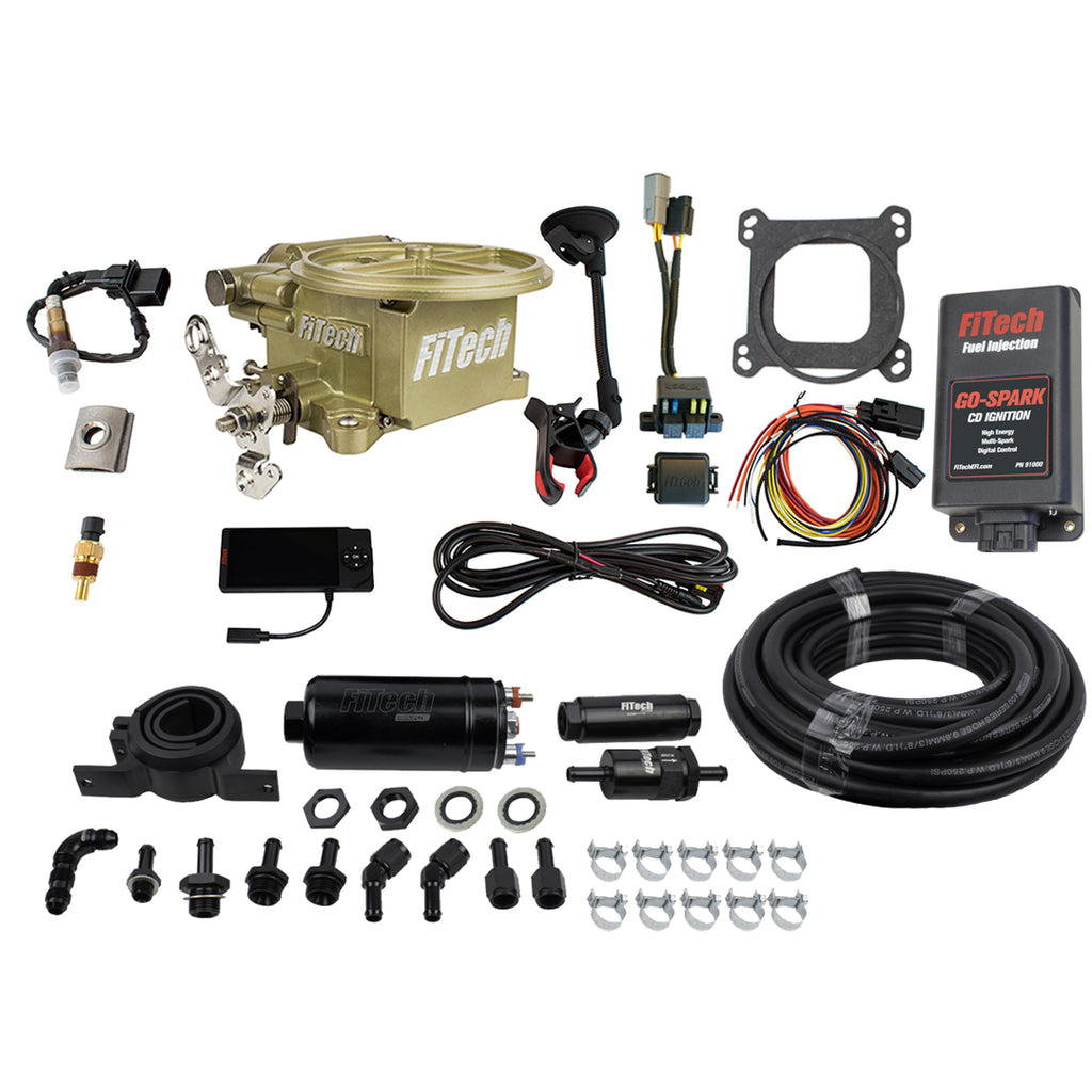 FiTech Fuel Injection 93191 Go EFI 2 Barrel 400 HP Classic Gold EFI System Master Kit