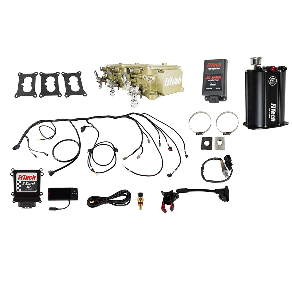 FiTech Fuel Injection 93510 Go EFI 3x2 Tri Power 600 HP Classic Gold EFI System