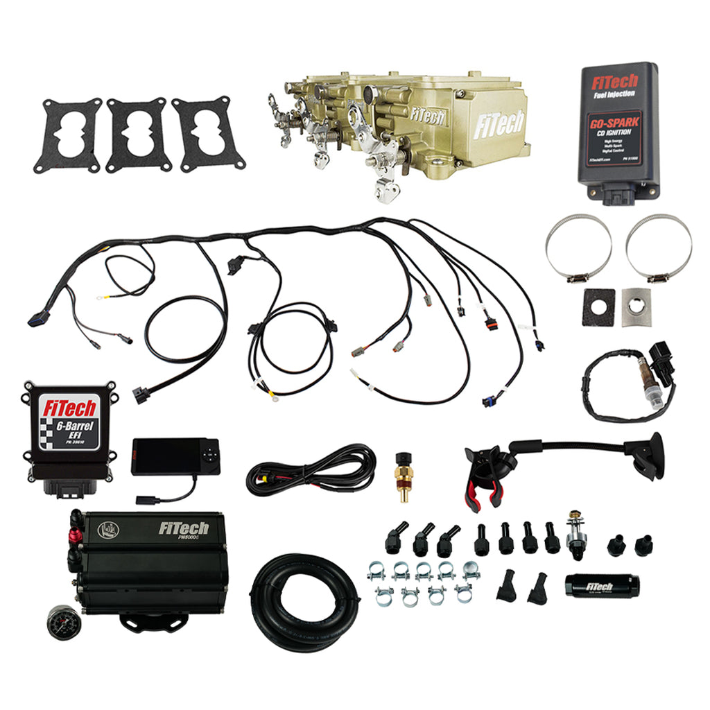 FiTech Fuel Injection 93550 Go EFI 3x2 Tri Power 600 HP Classic Gold EFI System