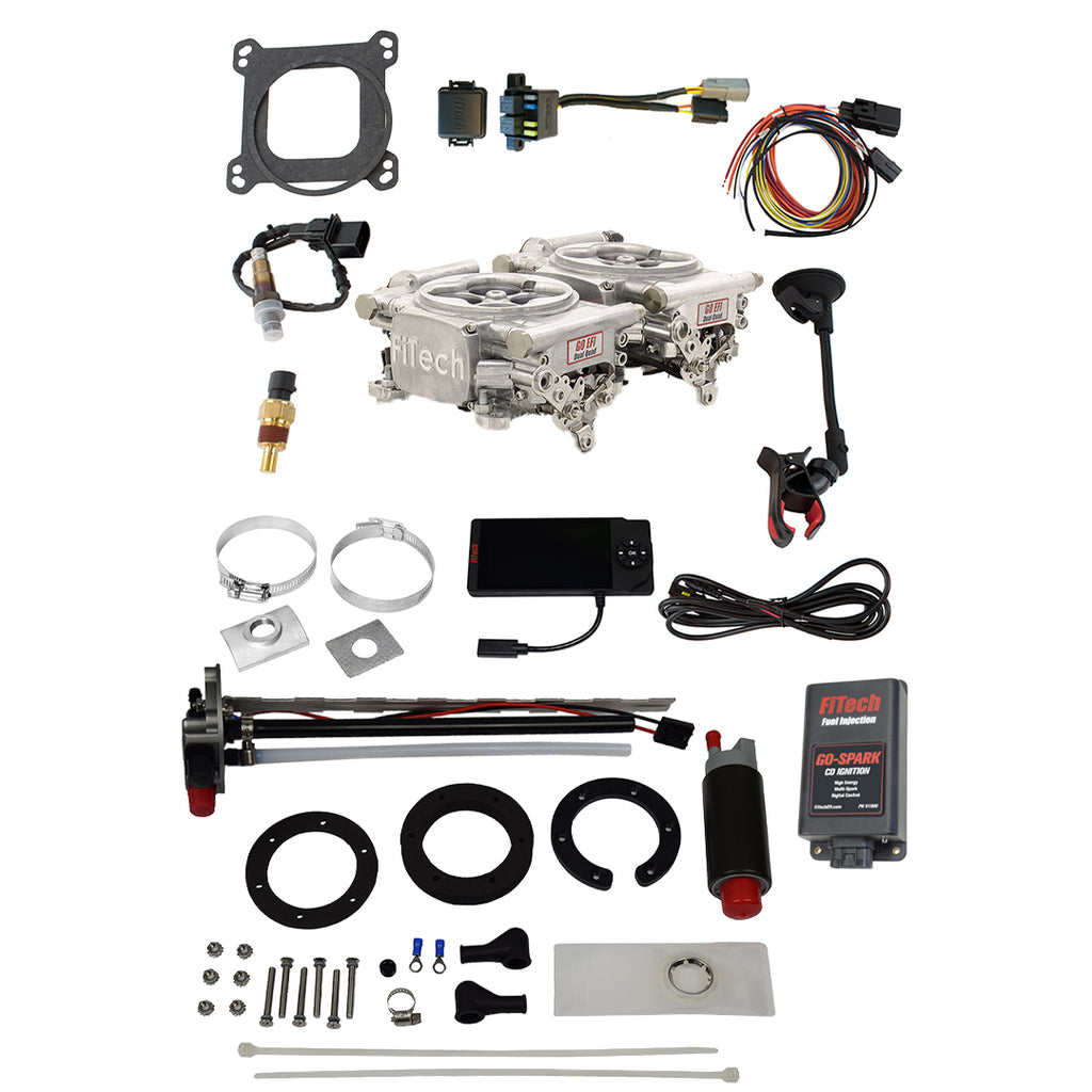 FiTech Fuel Injection 93661 Go EFI 2x4 625 HP Bright Aluminum EFI System