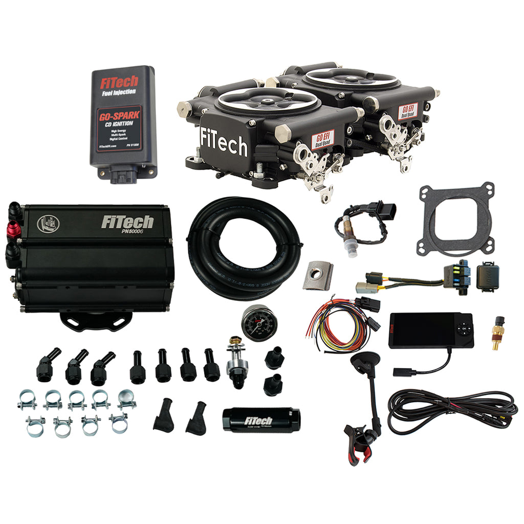 FiTech Fuel Injection 93762 Go EFI 2x4 625 HP Matte Black EFI System Master Kit
