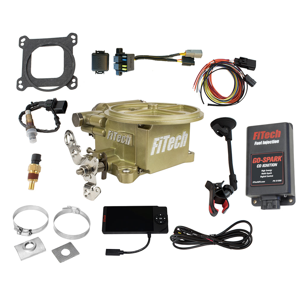 FiTech Fuel Injection 93901 Go EFI 2 Barrel 400 HP Classic Gold EFI System & Go Spark CDI Box