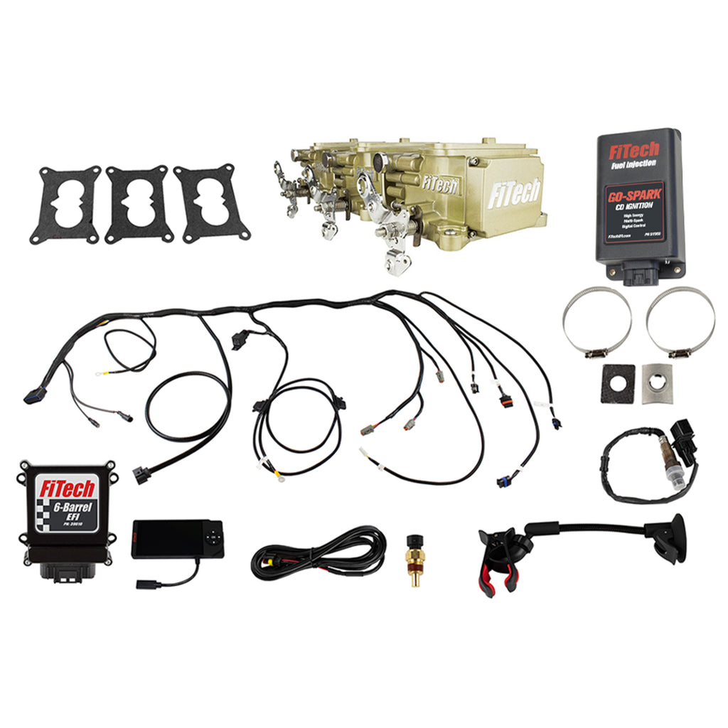 FiTech Fuel Injection 93961 Go EFI 3x2 Tri Power 800 HP Classic Gold EFI System & Go Spark CDI Box