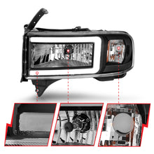 Load image into Gallery viewer, 94-02-Dodge-Ram-Crystal-Headlight---W-Light-Bar-Black-Housing