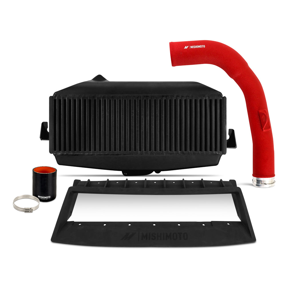 Top-Mount-Intercooler-Kit,-Fits-Subaru-Wrx-2022,-Black-Intercooler,-Red-Pipe