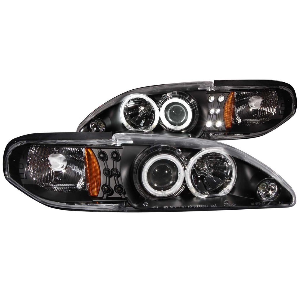 9498-Mustang-Headlights-1-Pc-Black-Clear-Projector-WCcfl-Halos