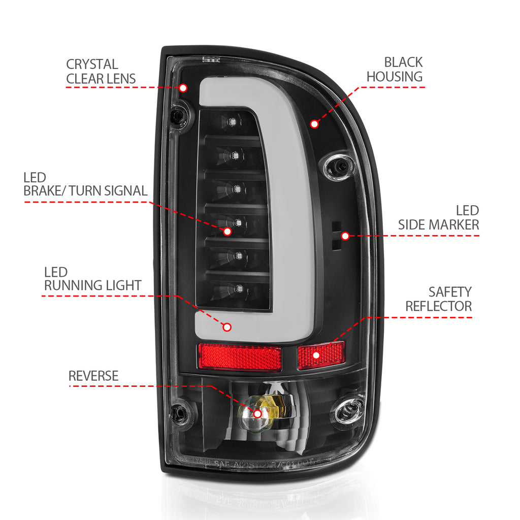 95-00-Toyota-Tacoma-Led-Taillights-Black-Housing-Clear-Lens-(Pair)