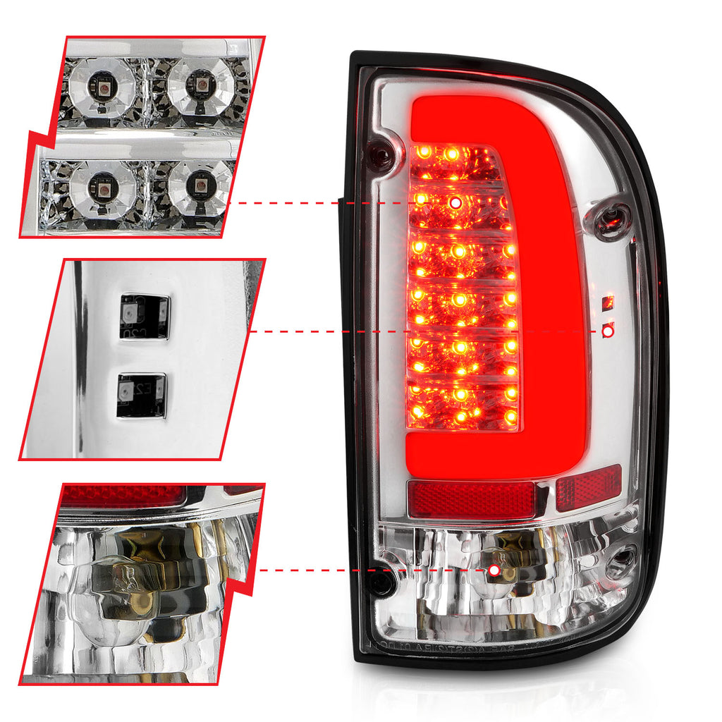 95-00-Toyota-Tacoma-Led-Taillights-Chrome-Housing-Clear-Lens-(Pair)
