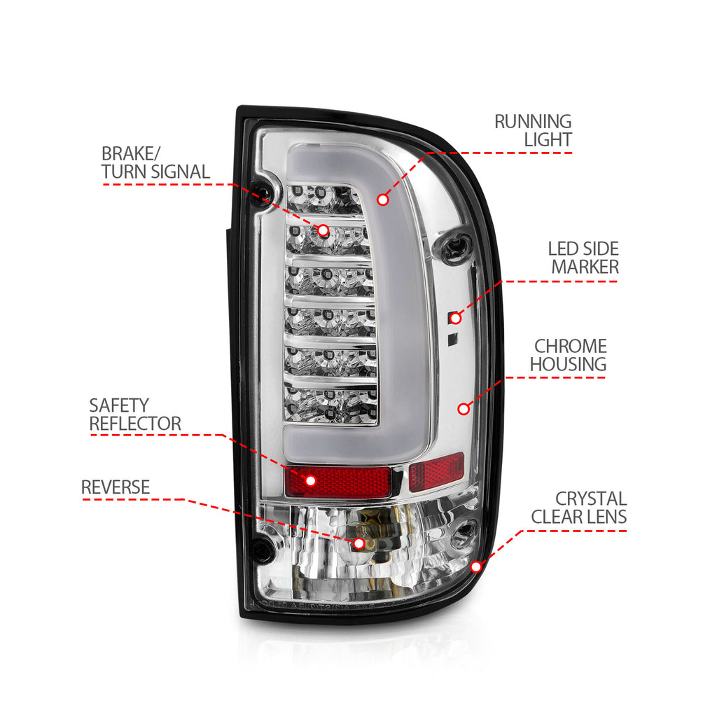 95-00-Toyota-Tacoma-Led-Taillights-Chrome-Housing-Clear-Lens-(Pair)