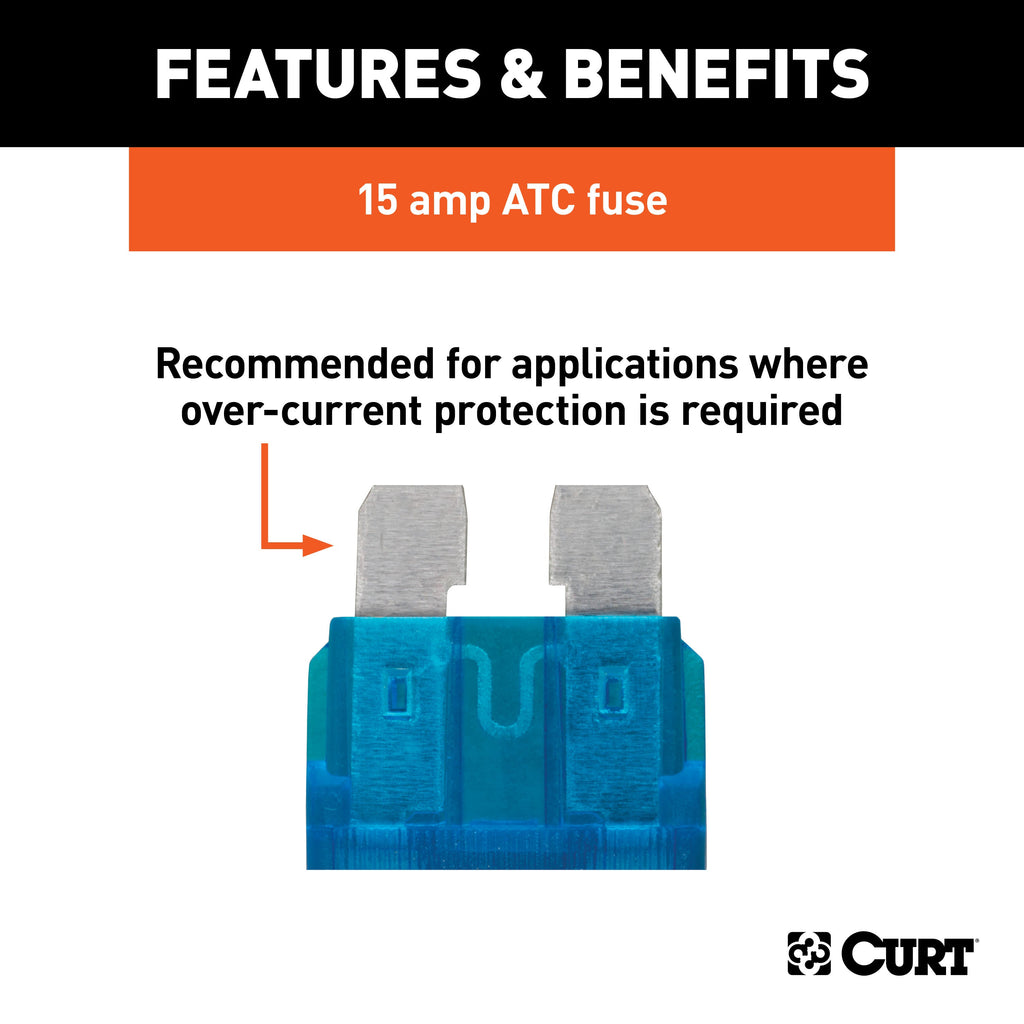 CURT 58450 CURT 58450 Replacement 15-Amp ATC Automotive Fuses; 100-Pack - Truck Part Superstore