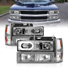 Load image into Gallery viewer, 9599-Tahoe9299-SuburbanYukon-Crystal-Headlights-WHalo-Chrome-Housing-WSignalSide-Markers-8Pc