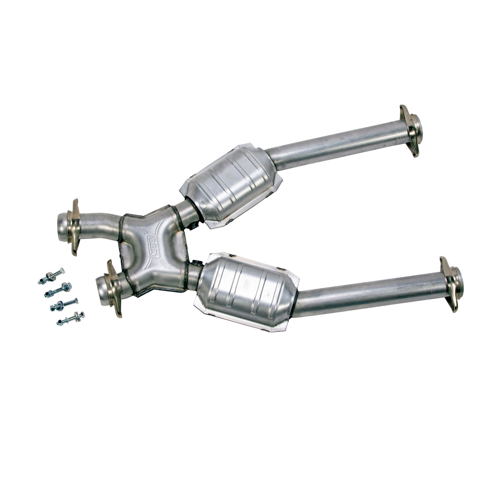 96-04-Mustang-4.6-Gt--Cobra-Short-Mid-X-Pipe-W-Catalytic-Converters-2-12-For-Long-Tube-Headers